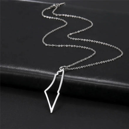 Palestine Pendant Necklace for Women Stainless Steel Country Geography Chain Necklace Jewelry Gift Wholesale