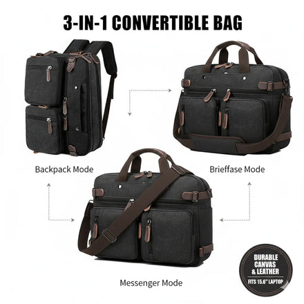 Vintage Convertible Canvas Backpack Shoulder Messenger Bag Handy Travel Backpack Laptop Briefcase for Men and Women