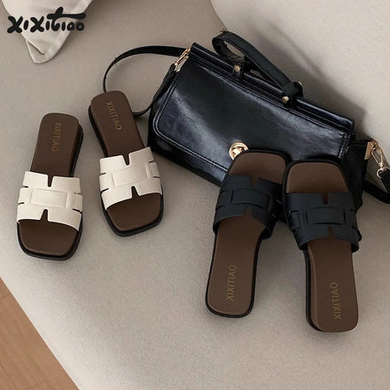 XIXITIAO 2025 Cheap High Fashion Sandals Shoes Summer Girls Women Wholesale Luxury Flat Sandals for Women and Ladies