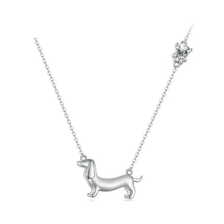 Wholesale New Style 925 Sterling Silver CZ Zircon Dog Animal Pendant Necklace for Women Jewelry