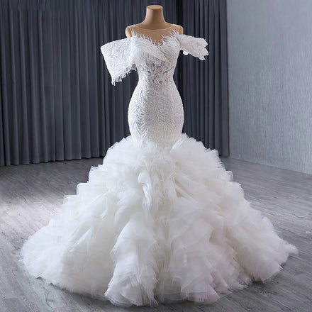Jancember 241016 Vintage Off Shoulder Embroidery Mermaid Wedding Long Dresses