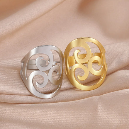 Celtics Triple Spiral Triskelion Ring for Men Women Triskele Symbol Irish Amulet Stainless Steel Jewelry