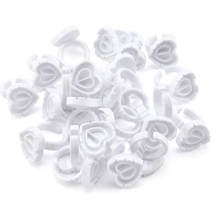100pcs Disposable Lash Glue Ring Cup Heart Shaped Tattoo Ink Pigment Holder Container Eyelash Extension Supplies Makeup Tools