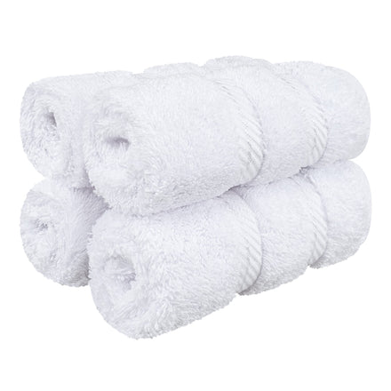American Soft Linen Toallas de auténtico algodón Turco de Calidad hotelera prémium; máxima suavidad y absorción para Rostro Manos Cocina y Limpieza (4 Unidades de Toallas de tocador Blanco Luminoso)