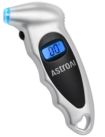 AstroAI Medidor de Presión Llantas 150 PSI Neumáticos Moto Bicicleta Coche, Manómetro Digital de Presión Aire Pantalla con Luz 1 Año de Garantía (NO Funciona en Válvulas Presta)