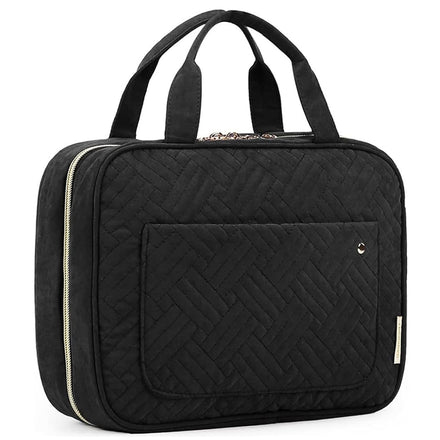 BAGSMART Neceser de Viaje, con Gancho para Colgar, Impermeable, para Maquillaje, Accesorios, champú, Botes de tamaño Completo, artículos de tocador, Negro, L,