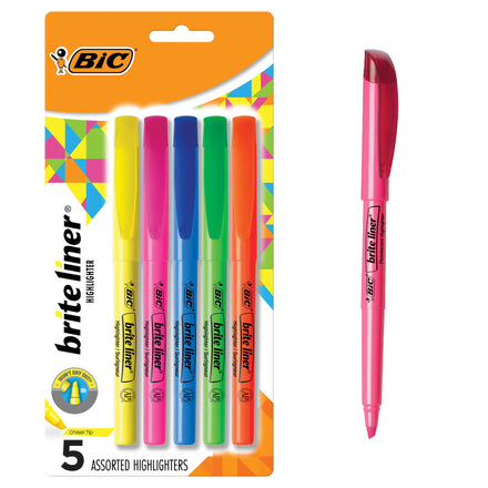 BIC Brite Liner subrayador, punta cuadrada, amarillo, 12-Count