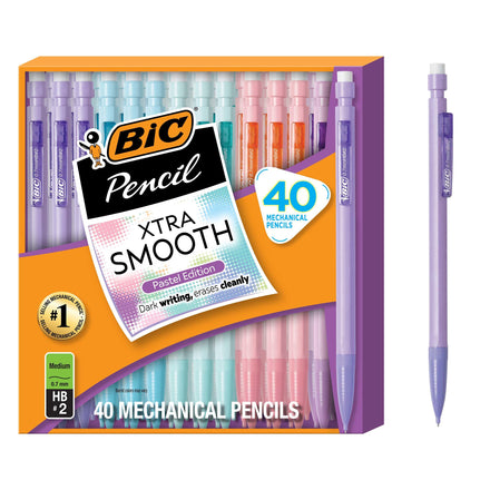 BIC Xtra-Smooth - Portaminas de punta media (0,7 mm), color pastel (40 unidades)