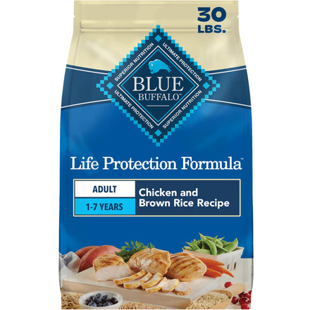 Blue Buffalo Life Protection Formula - Alimento seco Natural para Perros Adultos, Pollo y arroz Integral, 30 Libras