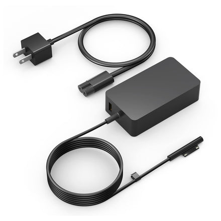 Cargador de laptop Surface Pro de 65 W para Microsoft Surface Pro 9, 8, 7+, 7, 6, 5, 4, 3, X, Surface Laptop 5 Studio i5 Go 3 2, Surface Go 4 3 2 1, Surface Book y funda de viaje