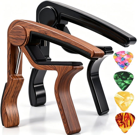 Cejilla de guitarra, 2 unidades, cejilla negra y palisandro, abrazadera para guitarra acústica y eléctrica