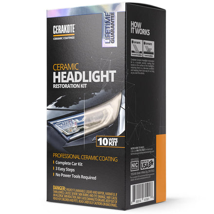 CERAKOTE Kit de Limpieza de Faros y Restauración de Cerámica para Faros Delanteros Mate y Ciego, Revestimiento Cerámico Profesional, No Necesita Herramientas Eléctricas, #1 en Estados Unidos