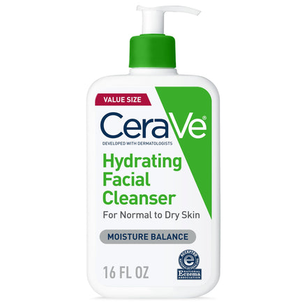 CeraVe - Limpiador facial hidratante de 473 ml para limpieza diaria, piel seca a normal