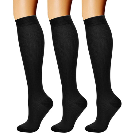 CHARMKING. Calcetines de compresión para hombres y mujeres, 15-20 mmHg, son el mejor soporte para atletismo y ciclismo, 3 pares, XL, A-01 Negro