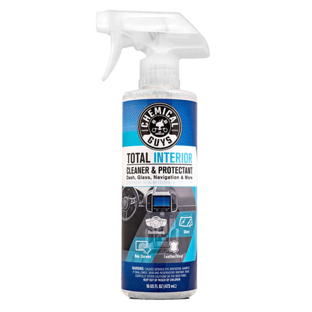 Chemical Guys Limpiador Protector Superficies Interiores Total Interior Cleaner & Protectant 473 ml. Limpia Cuero, Vinilo, Plástico, Alfombra, Tela, Madera, Vidrio y Pantallas de Navegación.