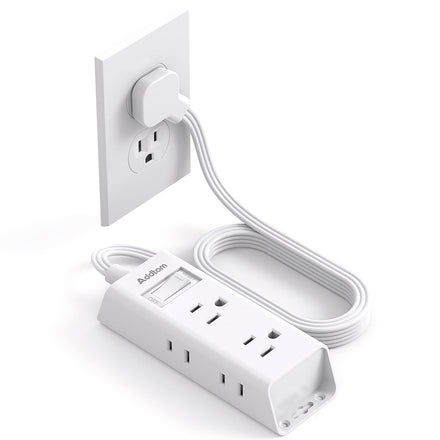 Cruise Essentials - Regleta de alimentación de enchufe plano, cable de extensión ultra plano Addtam de 5 pies con extensor de 6 tomas, protector contra sobretensiones para cruceros, viajes,