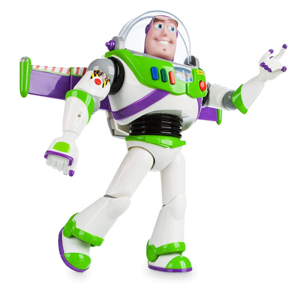 Disney Store: Buzz Lightyear, Figura de acción interactiva de Toy Story con Voz, 30 cm, más de 10 Frases en inglés, interactúa con Otras Figuras y Juguetes, Luces láser, para Mayores de 3 años