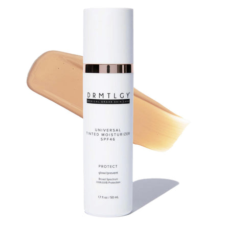 DRMTLGY Crema Hidratante con Color Antienvejecimiento SPF 46: protector solar facial transparente, maquillaje ligero, protección UV de amplio espectro, hidratación y cuidado de la piel, 1,7 oz.