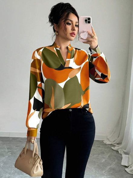 Elenzga Camisa holgada de mujer de manga larga, minimalista y versátil para uso casual y de negocios