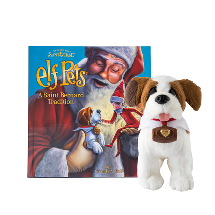 Elf on the Shelf Elf Pets A Saint Bernard Tradition- Incluye libro de cuentos bellamente ilustrado, mascota elfo abrazable San Bernardo animal de peluche con dije de barril y certificado de adopción