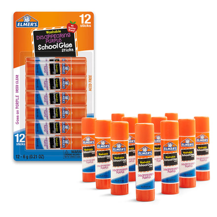 Elmer's Disappearing Purple School Glue, Washable, 12 Pack
