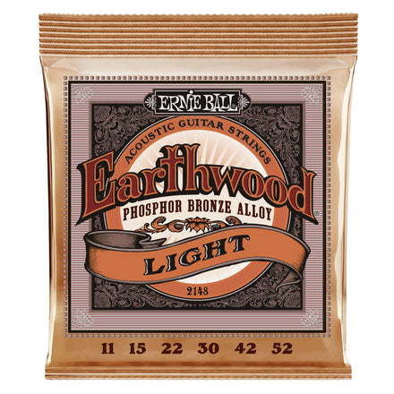 Ernie Ball Earthwood Light - Cuerdas para guitarra acústica, bronce fosforado, calibre 11-52