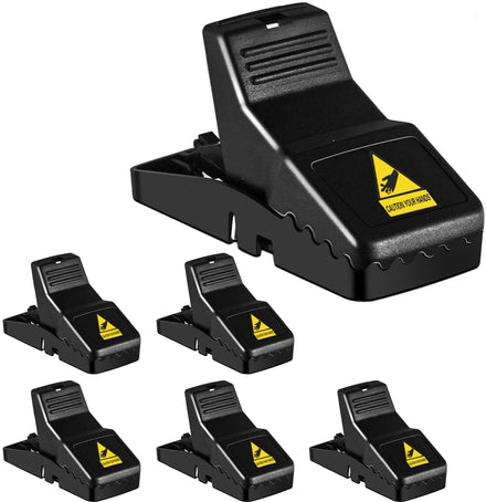 Febcat - Juego de 6 trampas para Ratones, Interior y Exterior (Negro-E5)