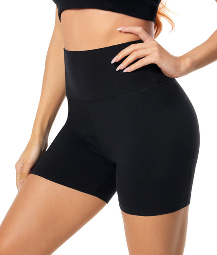 FULLSOFT Pantalones Cortos de Ciclista de Cintura Alta para Mujer, 5 Pulgadas, Control de Abdomen, Fitness, Atletismo, Entrenamiento, Correr, Yoga, Gimnasio