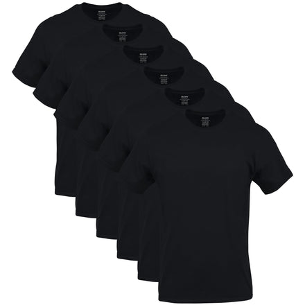 Gildan - Camiseta para Hombre, Estilo G1100 (Paquete de Varias Unidades), Negro (6 Unidades), Large