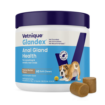 Glandex Suplemento de Fibra y Salud Digestiva con Probióticos para Perros Croquetas Blanda (60)