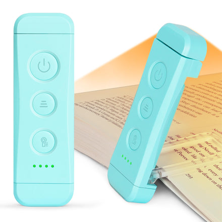 Glocusent Luz Lectura Recargable USB, Lampara de Lectura LED con Pinzas, 3 Colores Ámbar & 5 Brillos Regulables, Compacta y de Larga Duración,Regalo para los Amantes del Libro