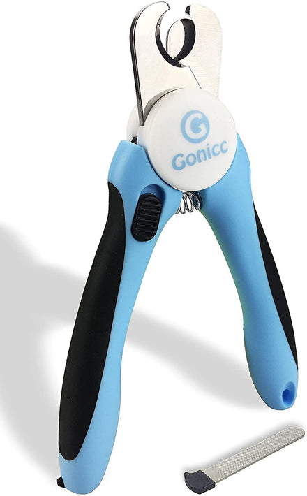 gonicc Cortauñas Perro, Cortauñas Gatos, Acero Inoxidable Cortañas Animales con Protector y Bloqueo de Seguridad, Aplicar para Cuidado de Las Uñas para Perro, Gatos, Animales (Incluye Lima de uñas)