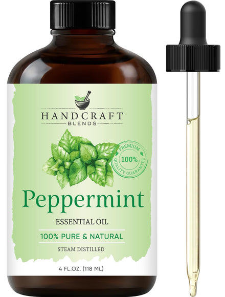 Handcraft Peppermint Essential Oil - 100% Pure and Natural Premium Therapeutic Grade with Premium Glass Dropper - Huge 4 fl. oz
