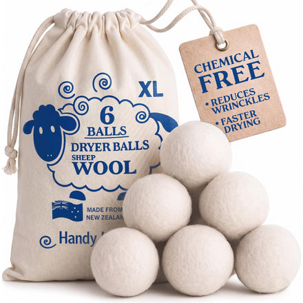 Handy Laundry, Bolas de lana para secadora, suavizante natural, reutilizables, reducen las arrugas de la ropa y ahorran tiempo de secado, mejor alternativa a las bolas de plástico y suavizante