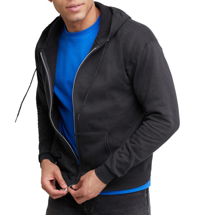 Hanes Ecosmart Sudadera con Capucha de Forro Polar con Cremallera Completa para Hombre, Negro -, X-Large