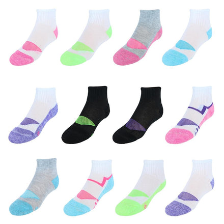 Hanes Girls Cool Comfort P12 Ankle Calcetines Largos, Varios Colores, M (Pack de 6) para Niñas