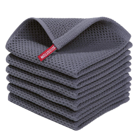 Homaxy Paños de Cocina de Tejido gofre 100% algodón, Ultra Suaves, absorbentes, de Secado rápido, 12 x 12 Pulgadas, Paquete de 6, Gris Oscuro