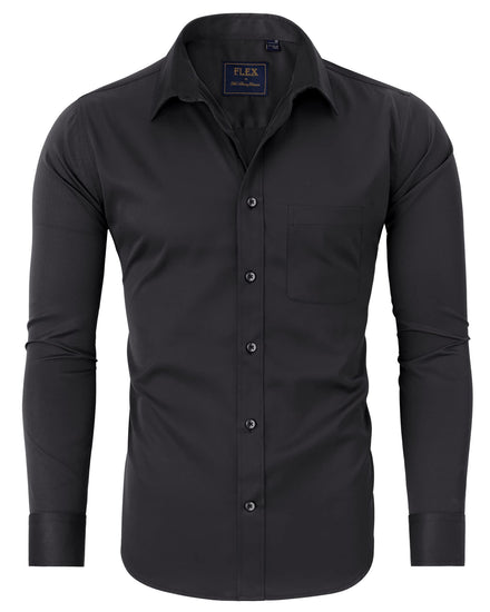 J.Ver Camisas de Vestir para Hombre, sólidas, de Manga Larga, elásticas, sin Arrugas, para Negocios, Informales, con Botones, Blanco, Medium