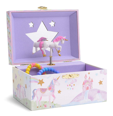 Jewelkeeper - Caja Musical para Joyas para Niñas, con Unicornio Arco Iris y Estrellas de Lentejuelas - Melodía The Beautiful Dreamer