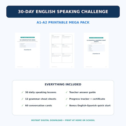 30 Day English Speaking Challenge A1–A2 | JoyPrint17