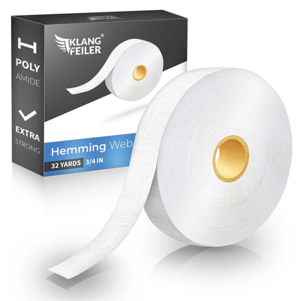 Klangfeiler® Cinta termoadhesiva para dobladillos - 30 metros - 20mm - Cinta adhesiva para cortinas, pantalones, vaqueros