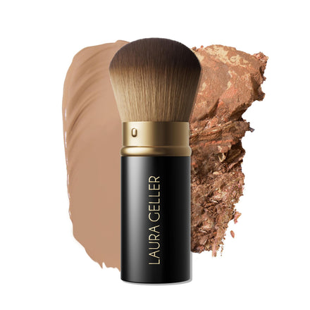 LAURA GELLER NEW YORK Brocha Kabuki Retráctil, Vegana, Suave, Densa, Ideal para Viaje – Brocha de Maquillaje en Polvo, Fluido y Líquido - Cobertura Perfecta, Sin Manchas