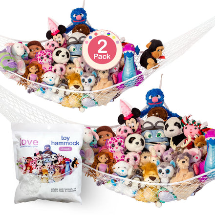 Lilly's Love Organizador Peluches - Almacenamiento de Juguetes para Animales de Peluche Suaves - Paquete Grande de 2 (Blanco)