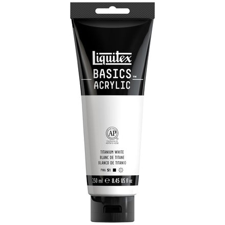 Liquitex Basic Acrylic - Tubo de Pintura Acrílica, 250 ML, Blanco (Blanco De Titanio)
