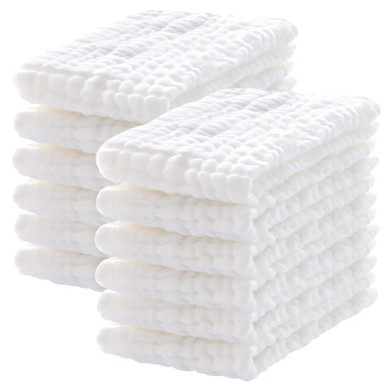 Lovely Care - Paquete de 12 paños de Muselina para eructos, 100% algodón, tamaño Grande, 20 x 10 Pulgadas, Extra Suaves y absorbentes, Color Blanco