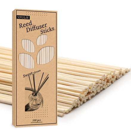 M&H - 120 varillas difusoras de madera natural de ratán de 25,4 cm, varillas difusoras de aroma de aceites esenciales, repuesto, recambio, para fragancia aromática