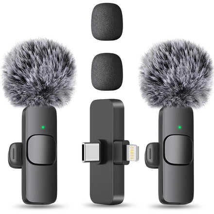 MAYBESTA Mini micrófono inalámbrico para iPhone, teléfono Android, micrófono de solapa Bluetooth para grabación de audio y video, micrófonos de creación de contenido con clip para YouTube Tiktok