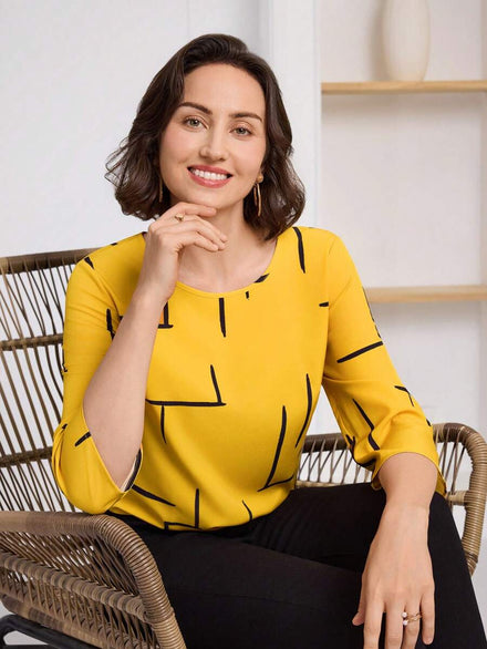 Miaspire Camisa casual de mujer con estampado geométrico y mangas enrolladas, para primavera y verano, fiesta del té, amarillo mantequilla, verano y otoño de mujer, vacaciones de mujer,
