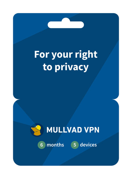 Mullvad VPN 6 Meses, 5 Dispositivos - VPN sin Registros para tu Privacidad