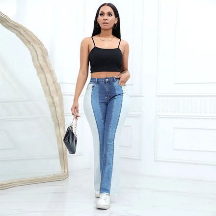 New Cross-Border European & American Stretch Fashion Washed Solid Skinny Casual Women's Flare Pants-Wholesale & Custom